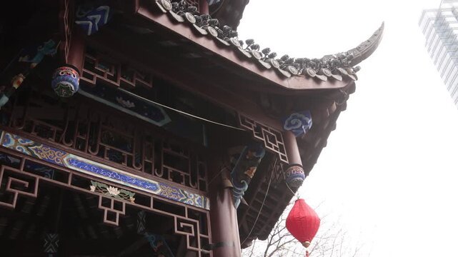 old pagoda temple chinese ancient architecture building in Chengdu Chinese capital city of Sichuan