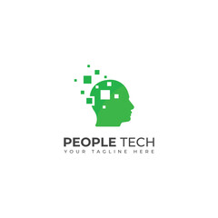 Creative People head tech, Brain tech logo design