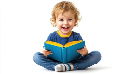 little child reading a book