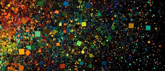 overlay of chaotic pixel sorting, on black background, Generative AI