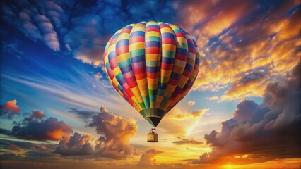 Fototapeta premium Hot air balloon floating in the sky with vibrant colors, adventure, travel, freedom, journey, leisure, recreation