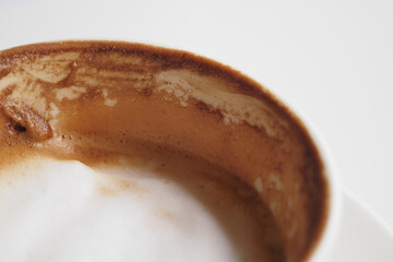 top view of empty coffee cup on table ,