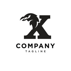 Letter X Raven Logo Icon Vector