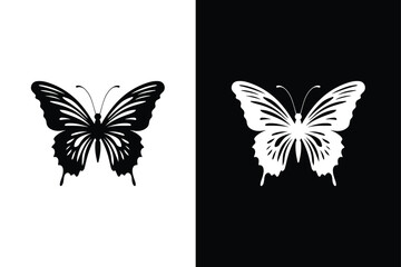 Butterfly silhouette icon vector illustrations on a white black background. Butterfly icon. Simple illustration of big butterfly vector