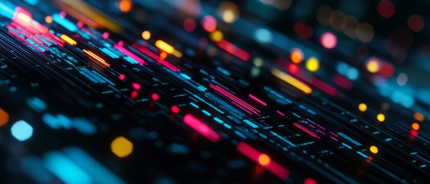 overlay of pixel sorting with blur, on black background, Generative AI