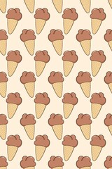 Chocolate Ice Cream Cone seamless abstract hand-drawn patterns background