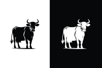Cow icon silhouette vector illustration. Vector image of animal. Cow template vector logo.