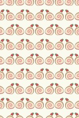 Strawberry Cake Roll seamless abstract hand-drawn patterns background