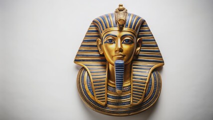 Egyptian Pharaoh mask isolated on white background, Egypt, ancient, history, royalty, golden, artifact, symbol