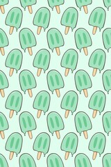 Green popsicle seamless abstract hand-drawn patterns background
