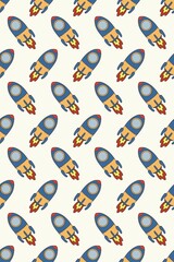 Rocket seamless abstract hand-drawn patterns background

