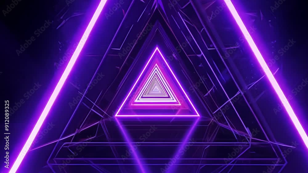 Sticker a captivating display of glowing neon triangles creates a mesmerizing atmosphere in a darkened envir