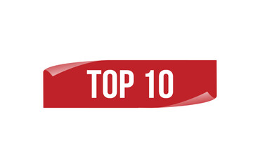 Red banner top 10 isolated on white background.