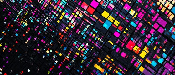 overlay of pixel sorting with patterns, on black background, Generative AI