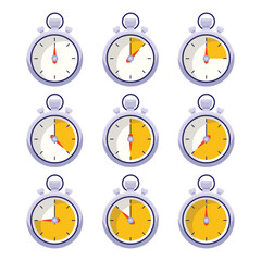 Silver Stopwatch With Progress Vector Illustration