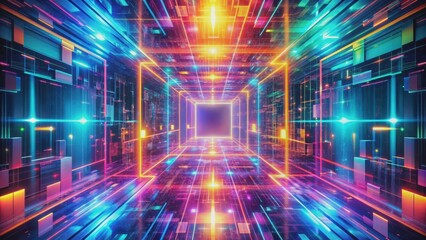 Obraz premium A vibrant and futuristic digital abstract , technology, design, colorful, vibrant, futuristic, digital, abstract, shapes