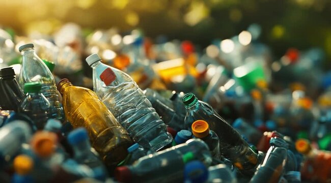 Bottle pile scene, Camera slow motion with different angles