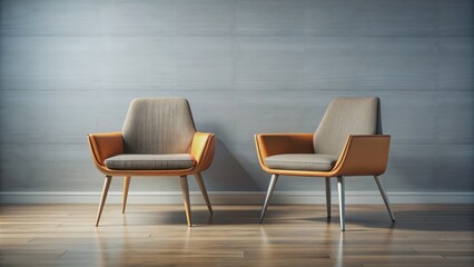 Two modern chairs in a row in a stylish setting, furniture, seating, interior design, trendy