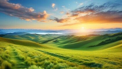 Obraz premium 【美しい遠景イラスト】広大な大地の風景