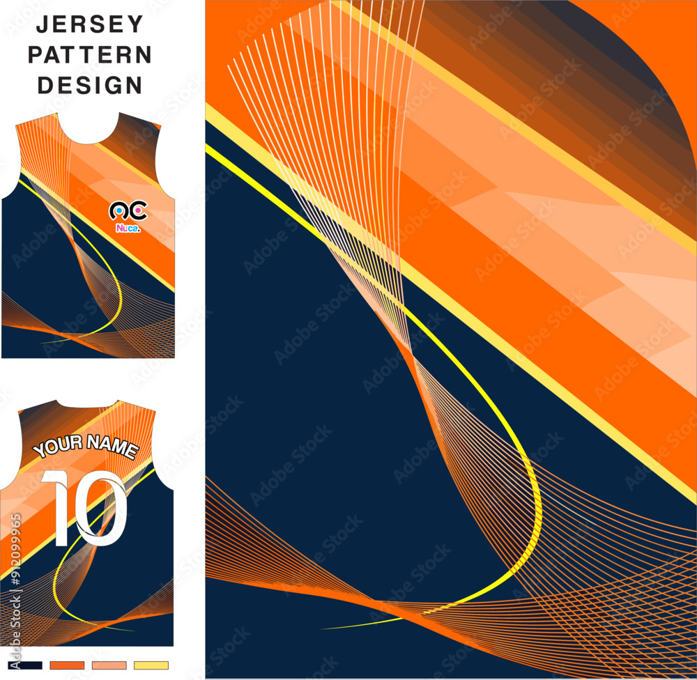 Sticker Abstract orange blue concept vector jersey pattern template for printing or sublimation sports uniforms football volleyball basketball e-sports cycling and fishing Free Vector.