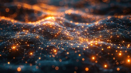 Naklejka premium Abstract Digital Landscape with Glowing Lights