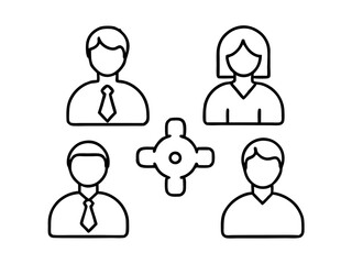Fototapeta premium Vector business people icon set: diverse avatars for teamwork, social network, and office communication designs