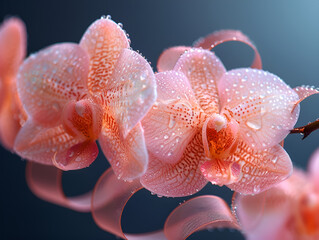 Fototapeta premium two pink flowers with water droplets