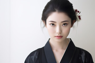 Modern Geisha: Subtle Beauty in Black Kimono