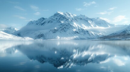 Snow-capped Mountain Reflection in a Pristine Lake