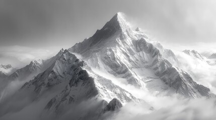 Obraz premium Majestic Mountain Peak in a Foggy Landscape