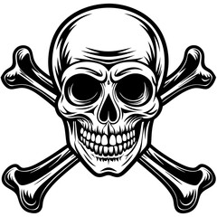 Crossing bones skull  art vector illustration
