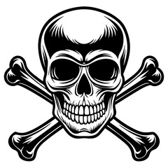 Crossing bones skull  art vector illustration