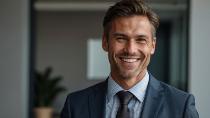Fototapeta premium Smiling Businessman Posing for Photography