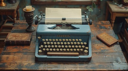 Vintage Typewriter on Wooden Desk