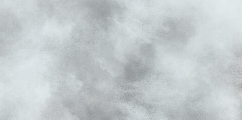 Abstract white and gray isolated cloud cumulus clouds. Gray aquarelle painted realistic fog or mist smoky textured canvas design. White and ash messy wall stucco texture background.