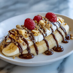 Ideas for desserts using chocolate, mulberries, and bananas.