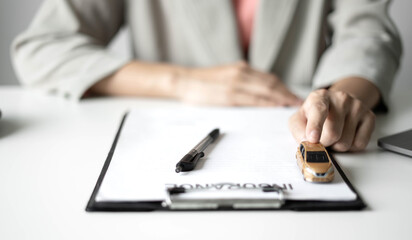 Car Dealer concept, Car insurance, loans and Car rentals.