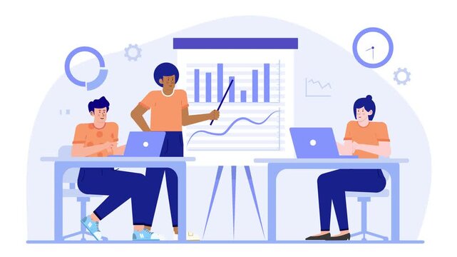 business coaching and training for internship concept illustration animated video