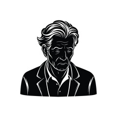 Creative Senior Man Silhouette Vector Art