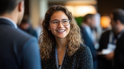 Professionals networking at a conference, demonstrating interpersonal skills and building strong connections through dialogue