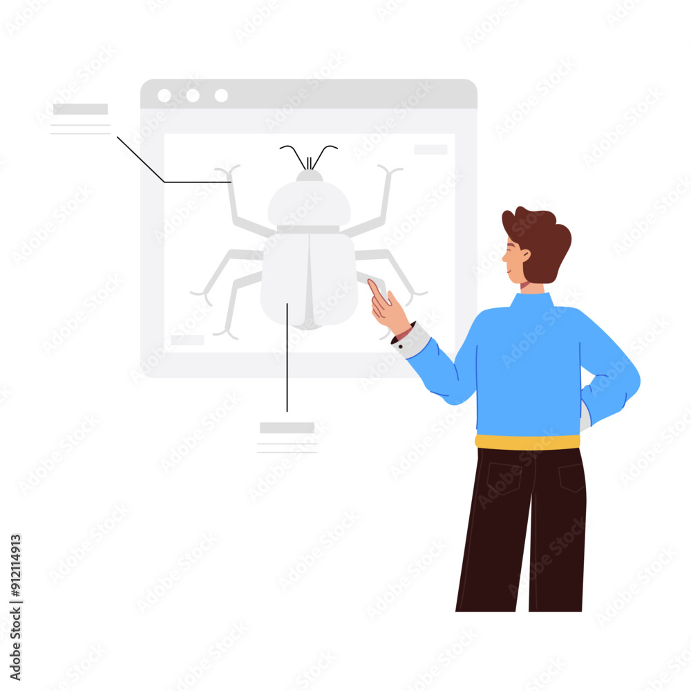 Canvas Prints man doing bug analysis, flat illustration