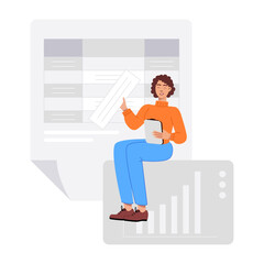 Character based flat illustration of task planning 

