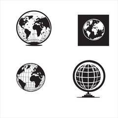 Obraz premium silhouette of clean vector Globe set isolated on white background