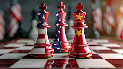 Naklejka premium Chess pieces representing the USA and China