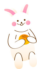 A rabbit hold a pastry