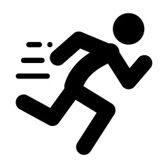 fast running person or run icon, vector illustration with glyph or solid style