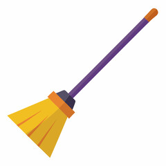 Broom isolated on white, Halloween broom vector illustration, Halloween vector art, Halloween broom silhouette, witch broom vector icon, eps