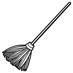 Broom isolated on white, Halloween broom vector illustration, Halloween vector art, Halloween broom silhouette, witch broom vector icon, eps