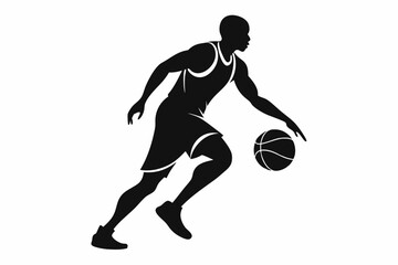 Basketball player silhouette vector illustration, sport, game, people playing basketball silhouette, basketball ball isolated icon. black basketball symbols. vector illustration.