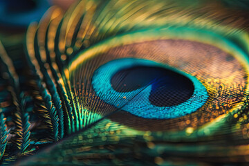 Macro shot of peacock feathers, showcasing intricate texture © Emanuel